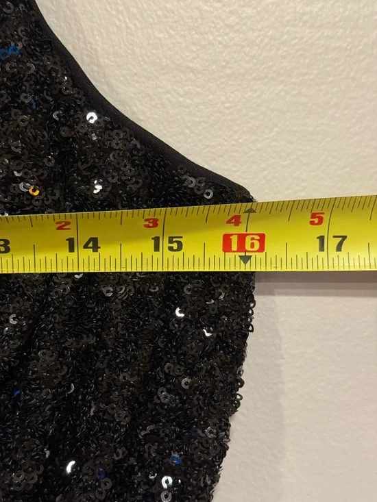 Express Sequin Faux-Wrap Cami Black Bodysuit Women's Size Small - Picture 6 of 7